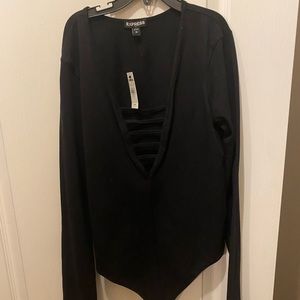 Express Black Long Sleeve Bodysuit